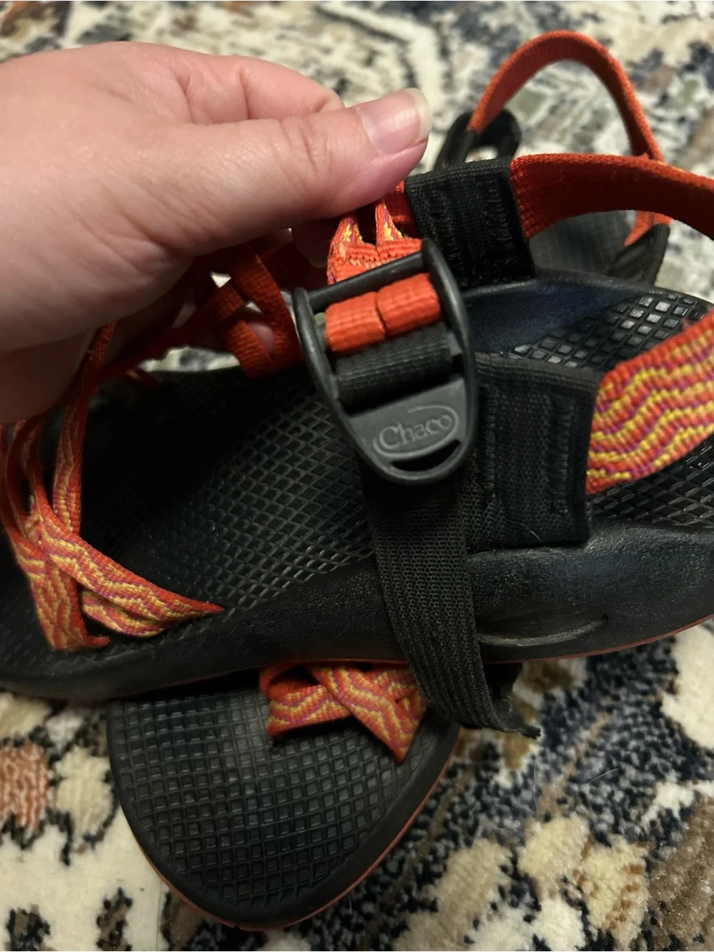 Chaco Women's Black Sandals with Orange Straps